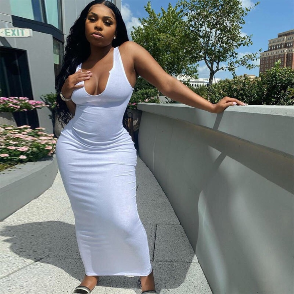 WHITE TANK TOP BODYCON DRESS